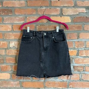 ASOS Denim Black Frayed Jean Skirt UK Fits Like Size 6